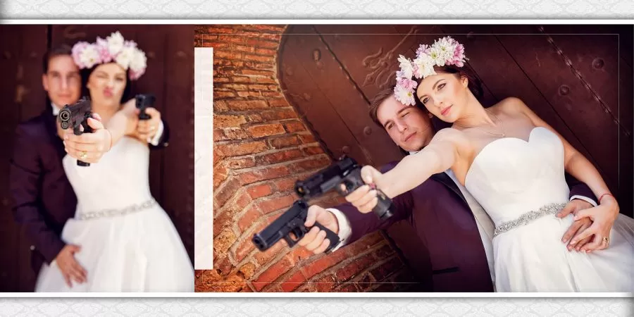 Colaj fotobook trash the dress Gabi si Catalin